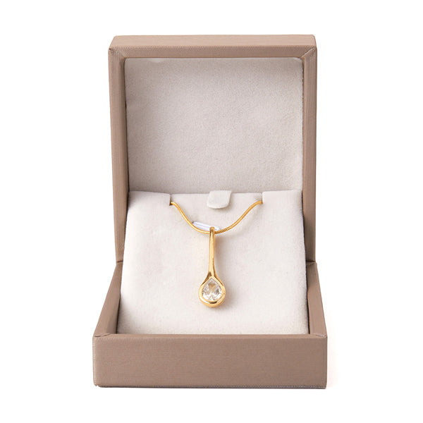 Livingandhome 14K gold teardrop necklace with cubic zirconia - British product