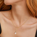 Livingandhome 14K gold teardrop necklace with cubic zirconia - British product