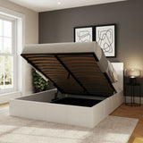 GFW End Lift Double Faux Leather Ottoman Bed - White