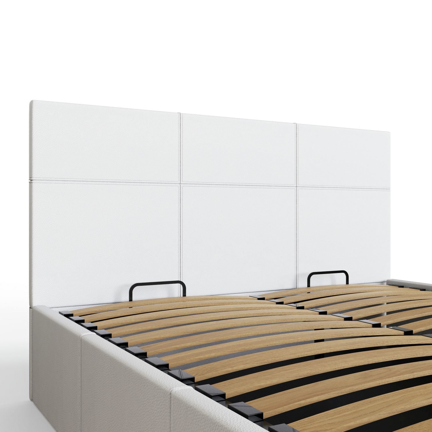 GFW End Lift Double Faux Leather Ottoman Bed - White
