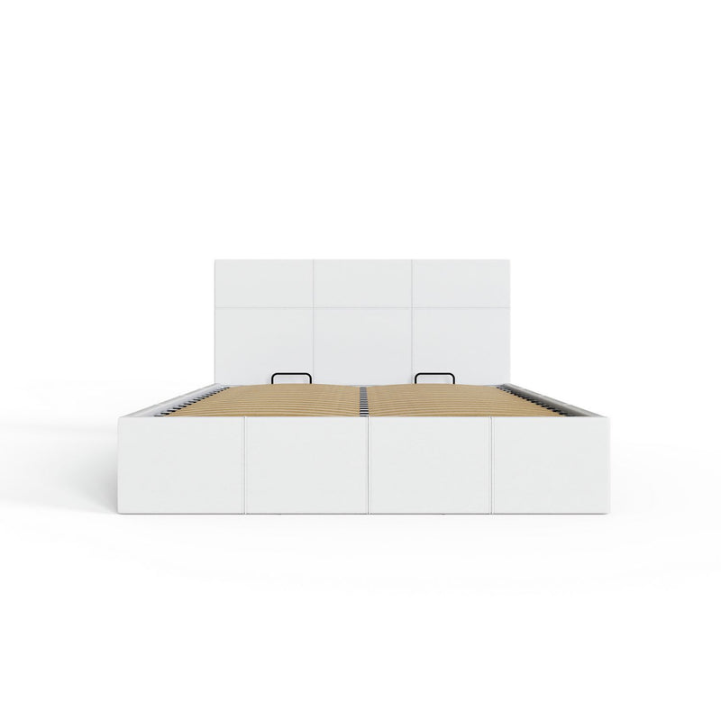 GFW End Lift Double Faux Leather Ottoman Bed - White