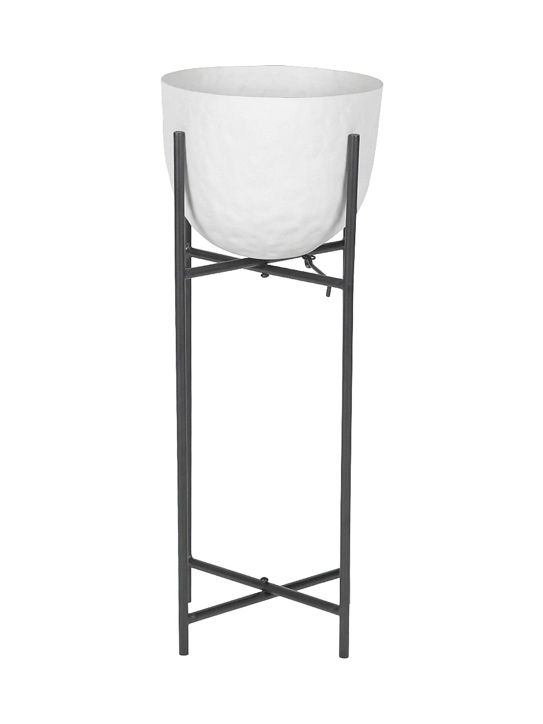 Libra Interiors white stonewash planter on stand small 55cm, imported from the UK
