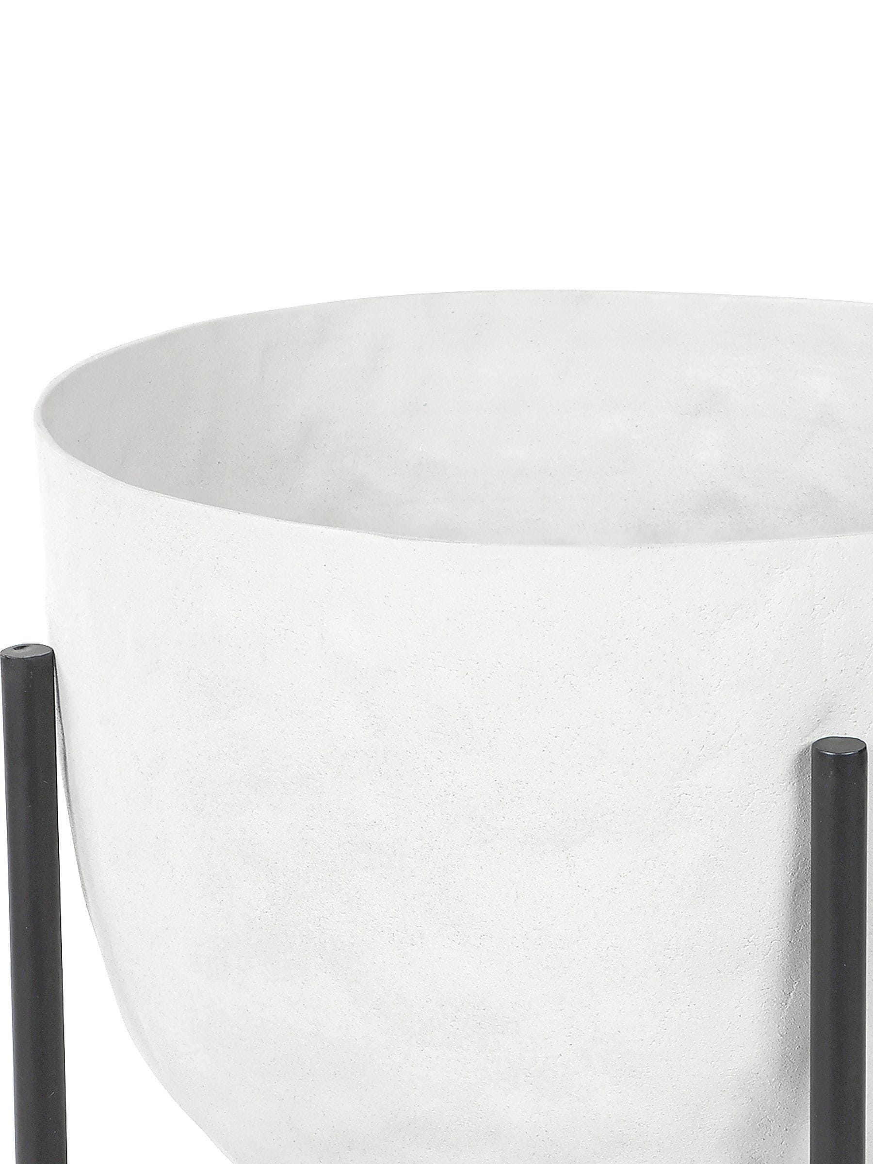 Libra Interiors white stonewash planter on stand small 55cm, imported from the UK