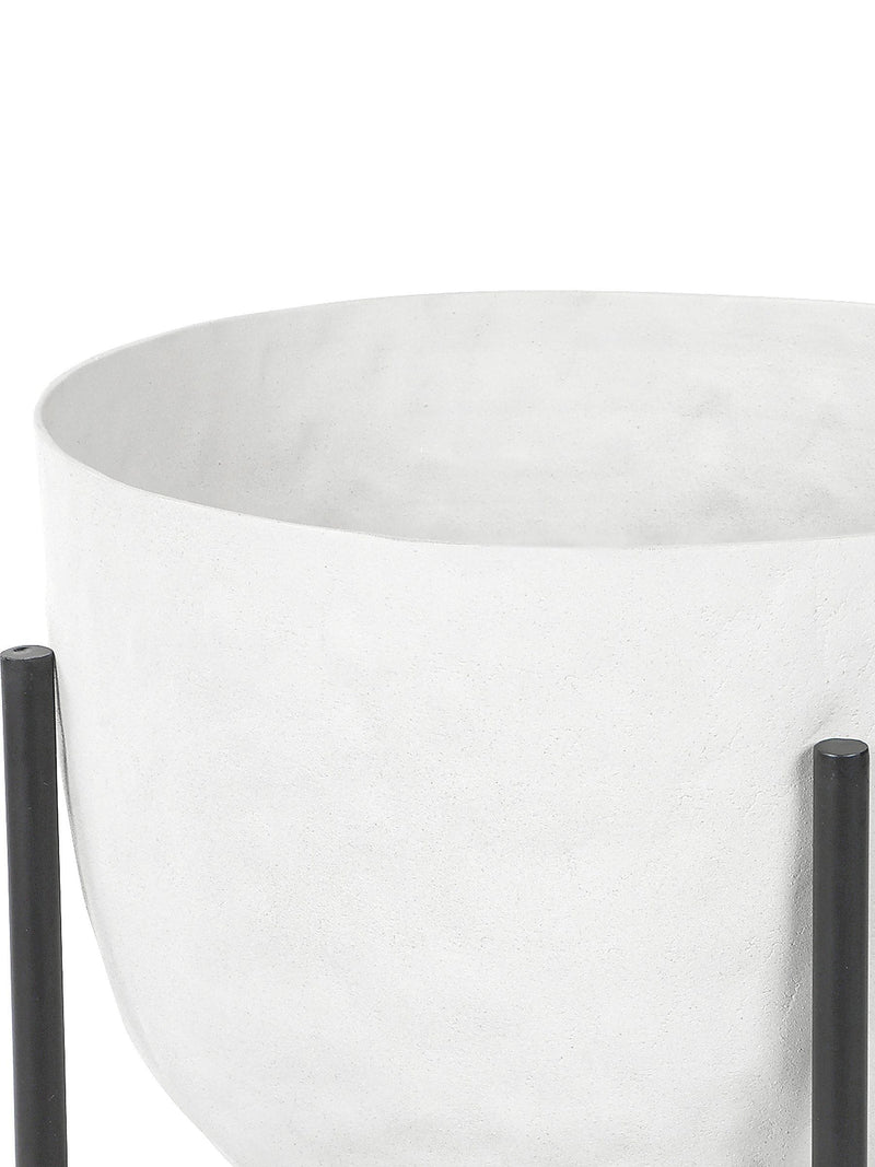 Libra Interiors white stonewash planter on stand small 55cm, imported from the UK