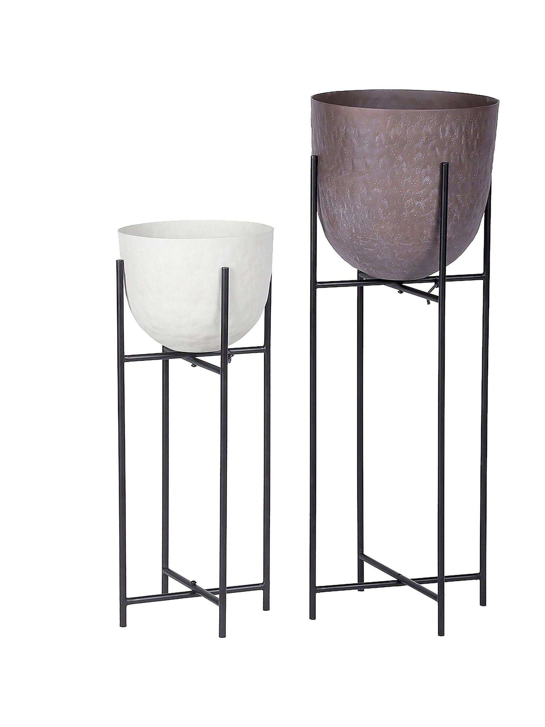Libra Interiors white stonewash planter on stand small 55cm, imported from the UK