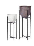 Libra Interiors white stonewash planter on stand small 55cm, imported from the UK