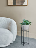 Libra Interiors white stonewash planter on stand small 55cm, imported from the UK