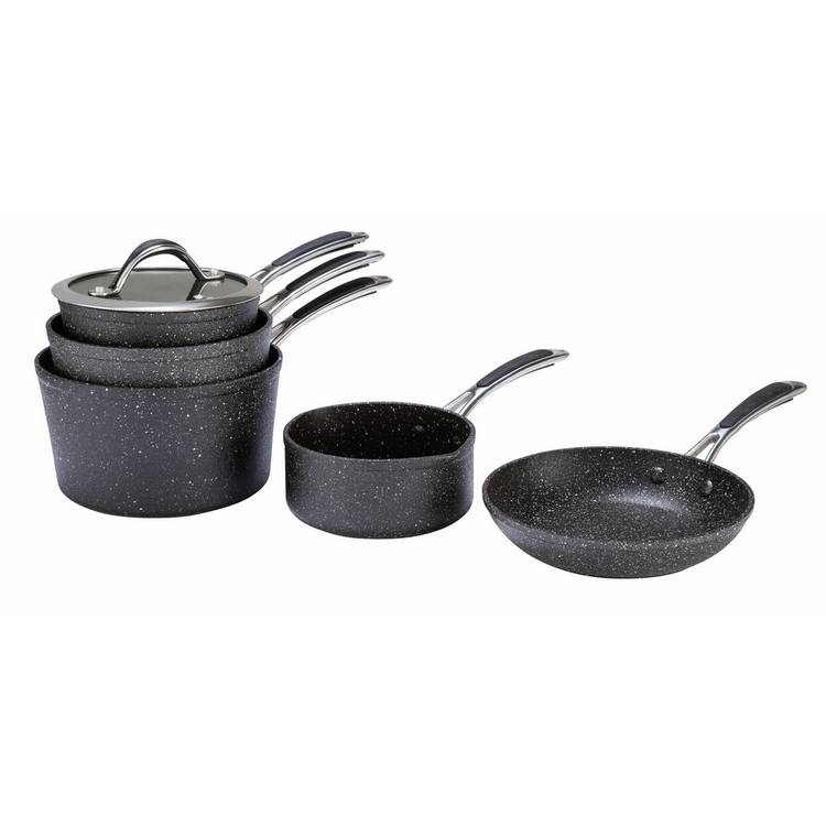 Habitat rock effect non stick aluminium pan set 5 piece (British brand)