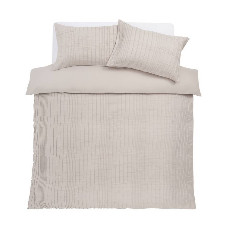 Argos Home crinkle taupe bedding set single (British brand)