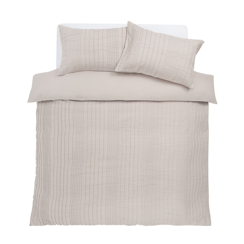 Argos Home Crinkle Taupe Bedding Set - Double