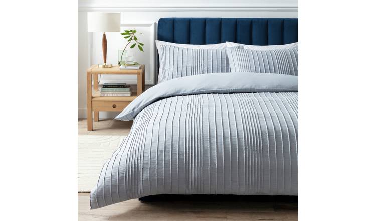 Argos Home blue crinkle bedding set single (British brand)