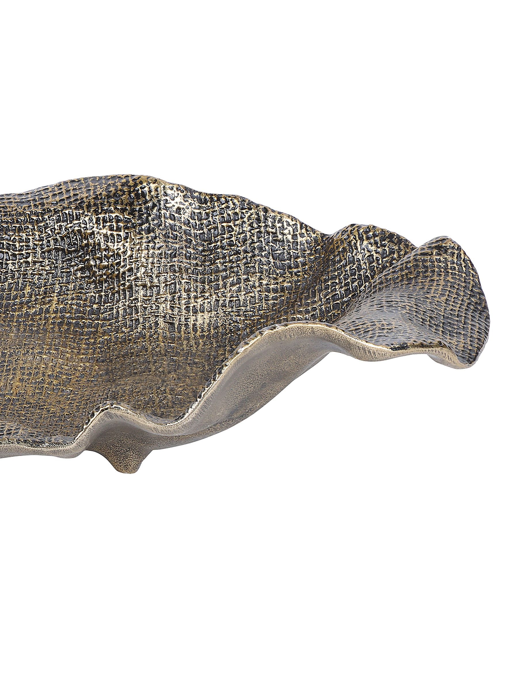 Libra Interiors Molten Weave platter antique brass 37x26cm (British brand)