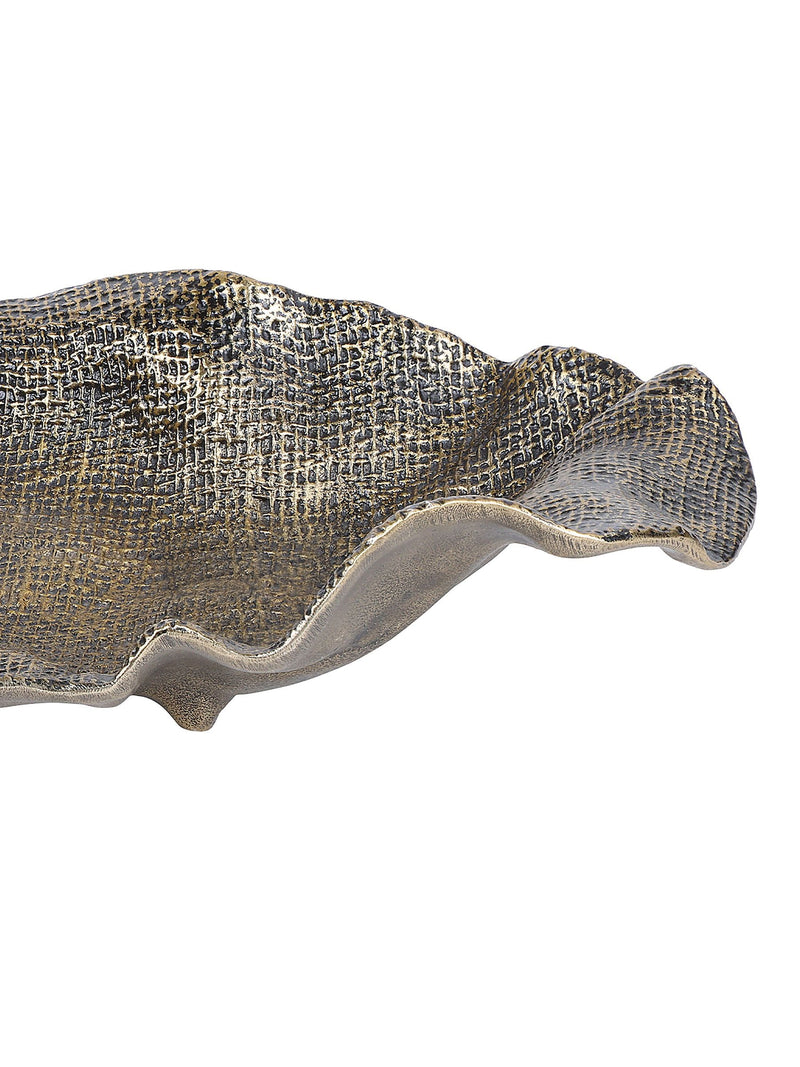 Libra Interiors Molten Weave platter antique brass 37x26cm (British brand)