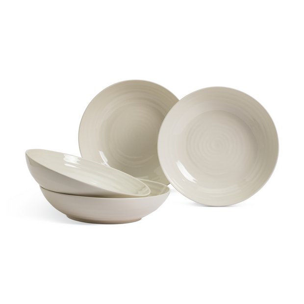Habitat cream ripple stoneware pasta bowls 4 piece (British brand)