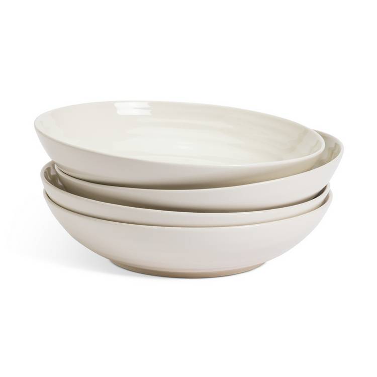 Habitat cream ripple stoneware pasta bowls 4 piece (British brand)