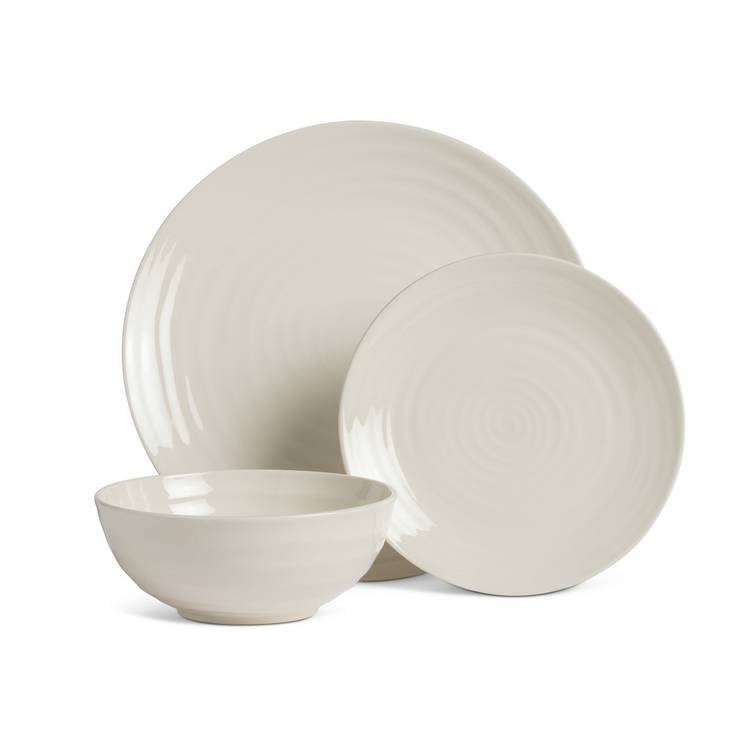 Habitat Ripple stoneware dinner set in cream, imported from the UK