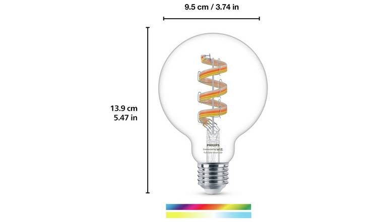 Philips WiZ G95 colour clear filament smart bulb - British product