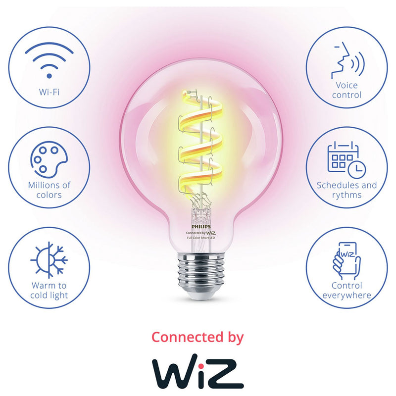 Philips WiZ G95 colour clear filament smart bulb - British product