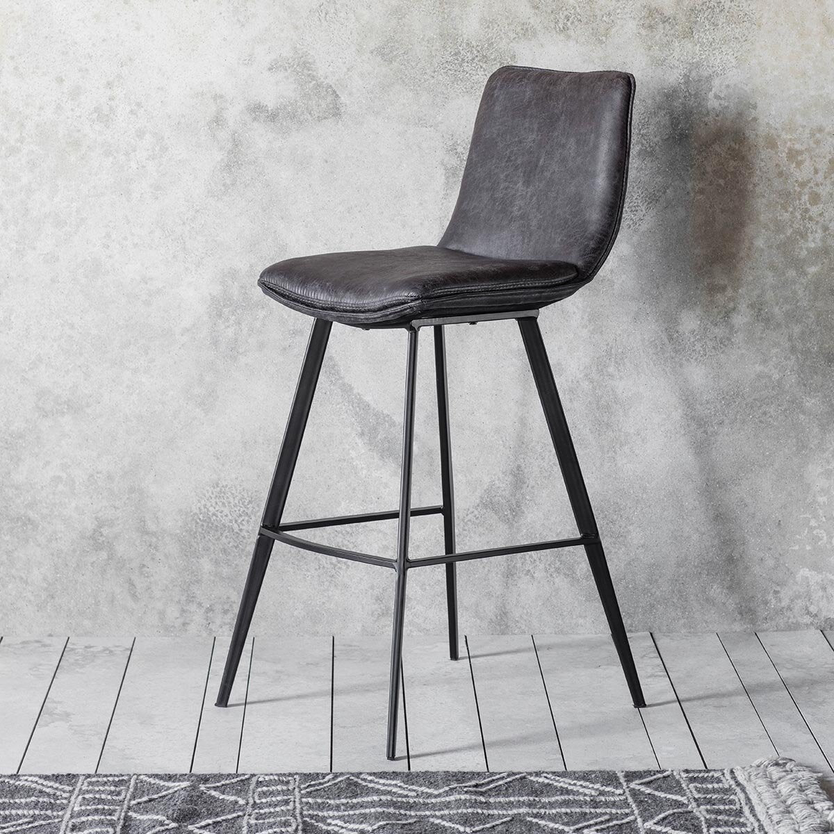Gallery Henley grey faux leather bar stool 2 pack, UK version