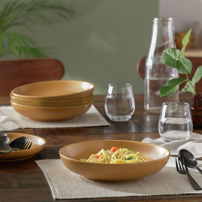 Argos Habitat Matte Glaze 4 Piece Stoneware Pasta Bowls - Mustard- Buy online at McGrocer