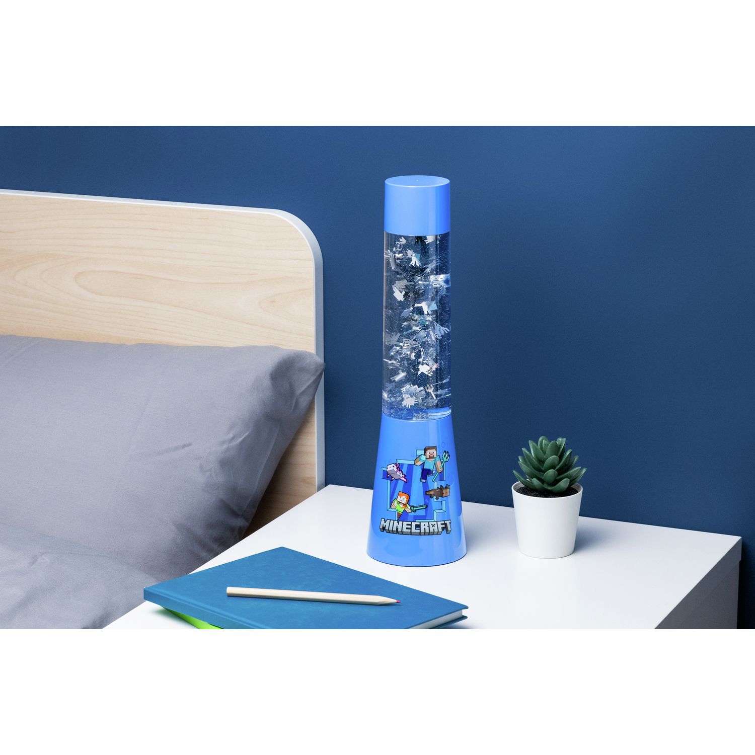 Microsoft Minecraft glitter flow lamp Blue & Clear 33cm (British brand)