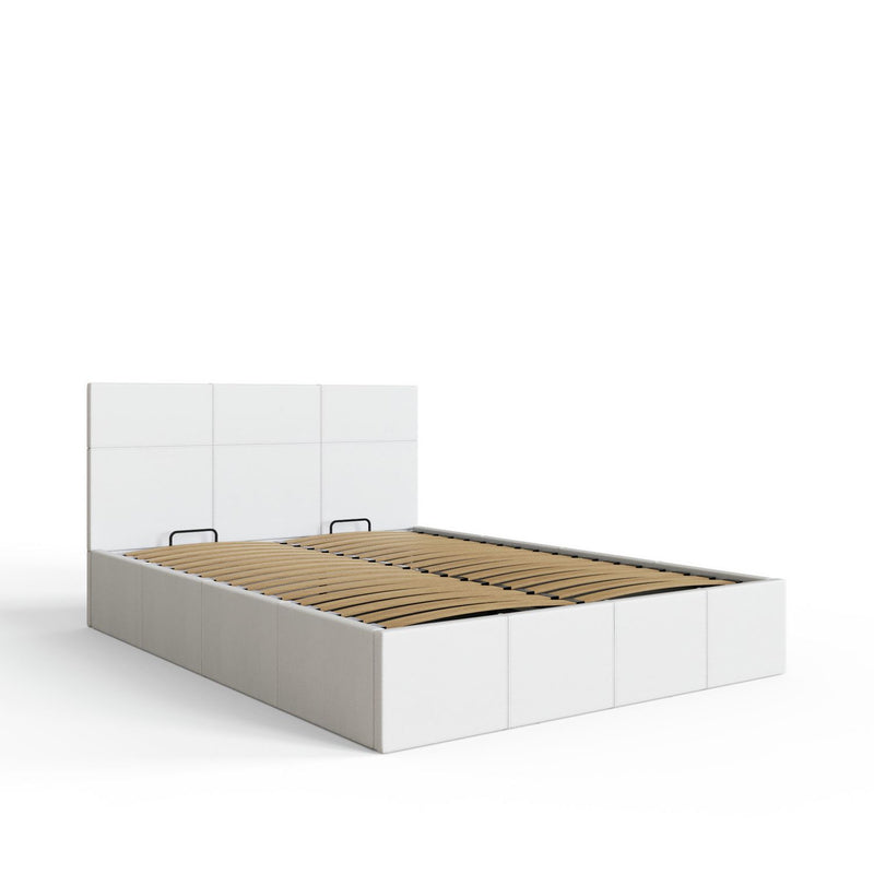 GFW End Lift Kingsize Faux Leather Ottoman Bed - White