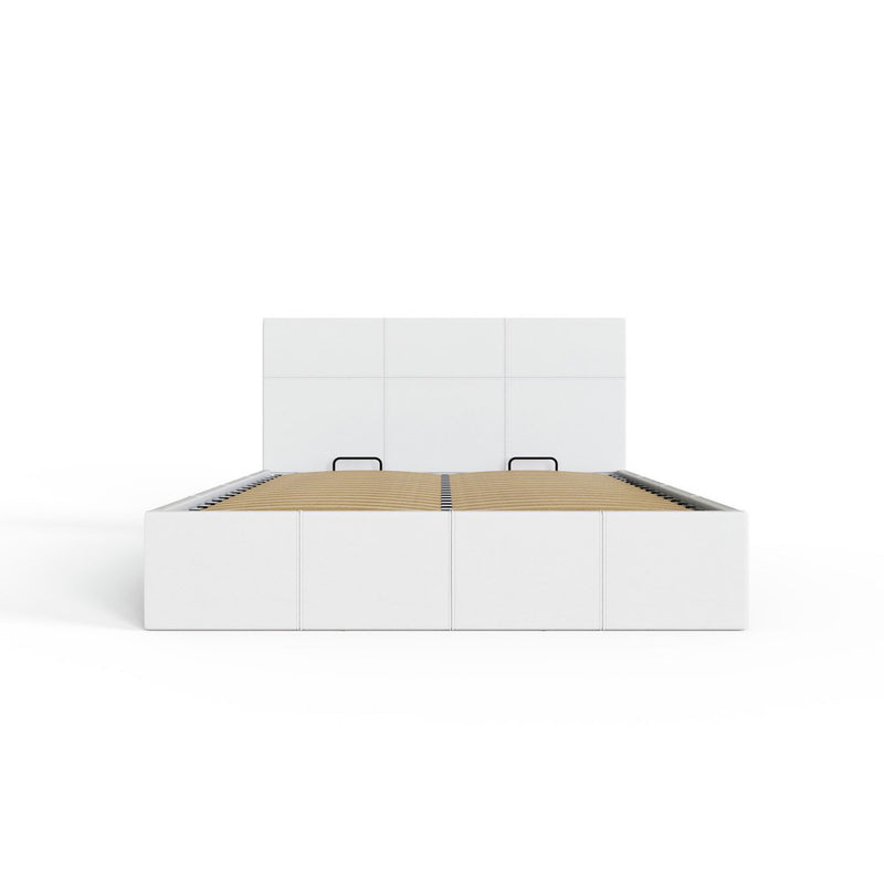 GFW End Lift Kingsize Faux Leather Ottoman Bed - White