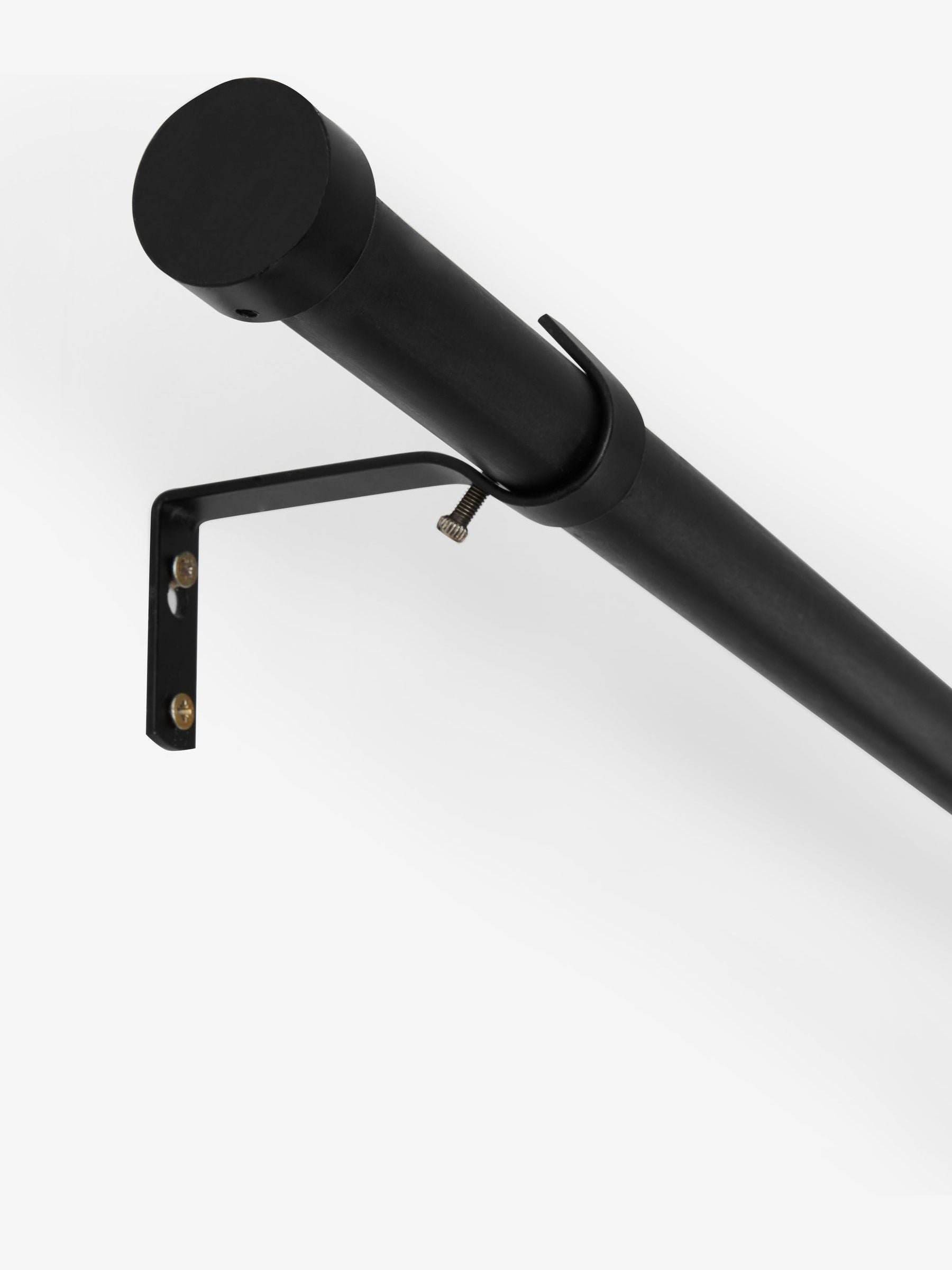 Black stud finial extendable curtain pole kit 28mm, UK version