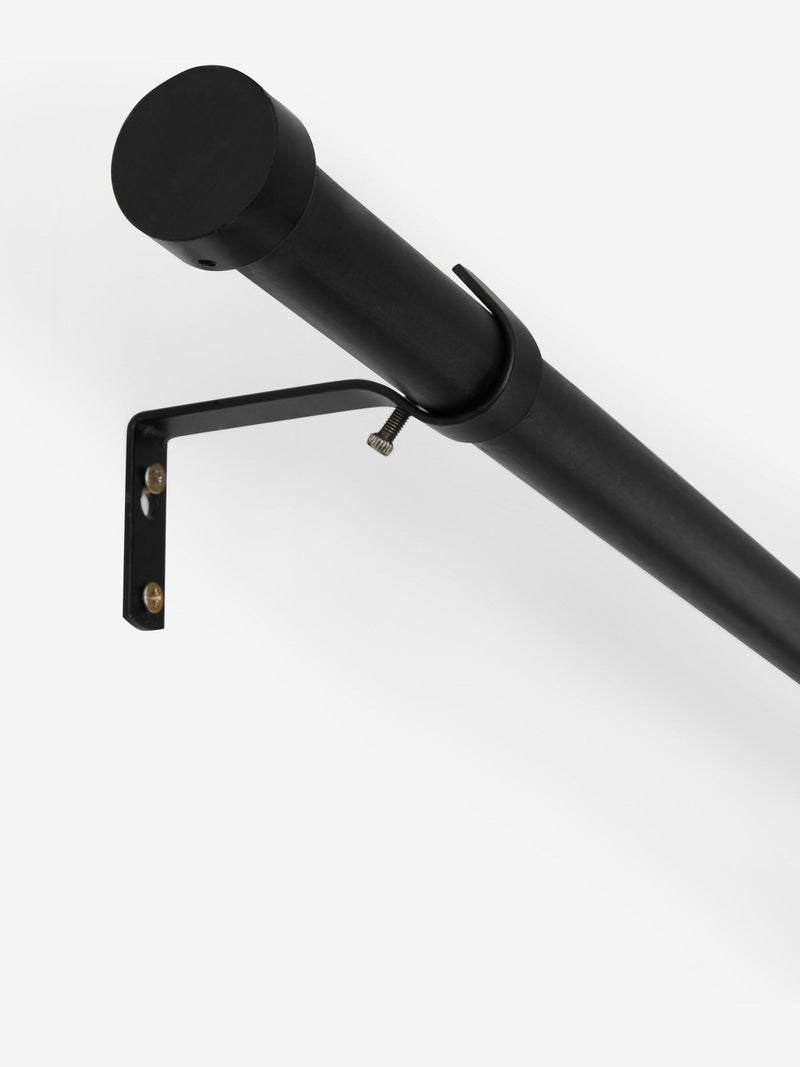 Black stud finial extendable curtain pole kit 28mm, UK version