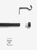 Black stud finial extendable curtain pole kit 28mm, UK version