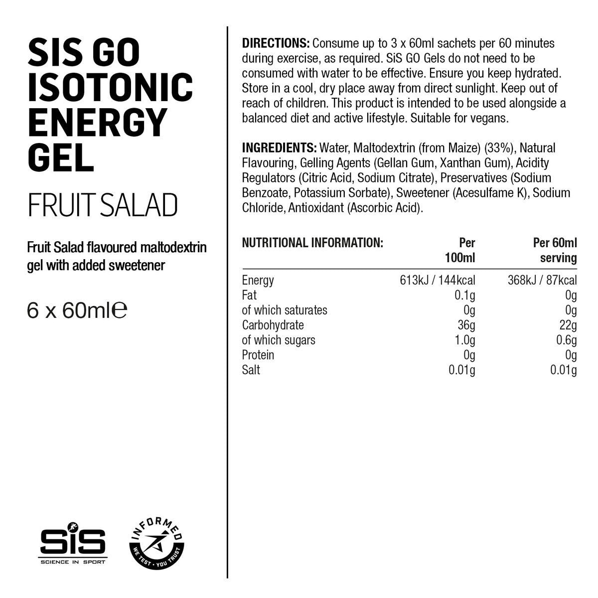 SIS energy gels variety pack 60ml 24 pack - British product