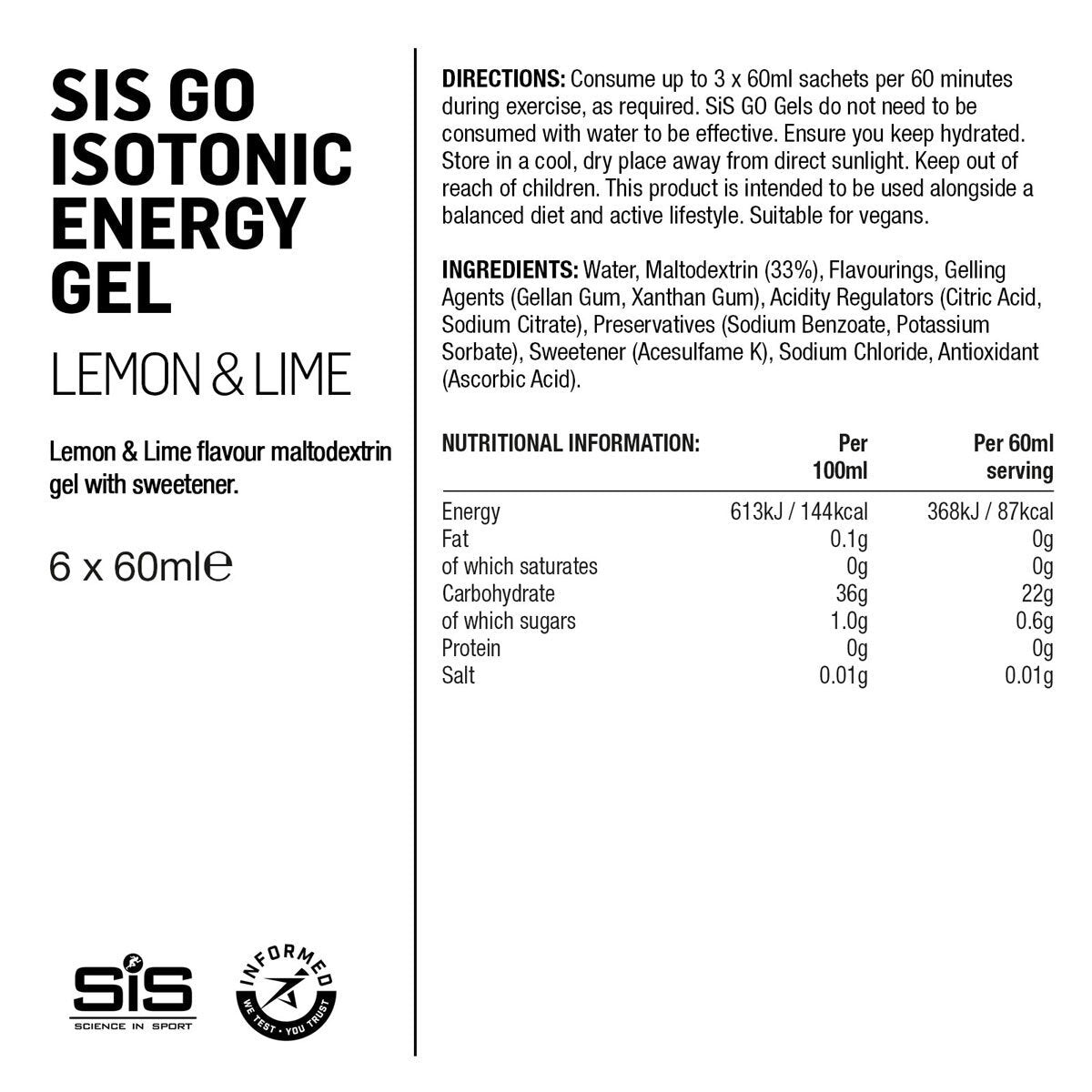 SIS energy gels variety pack 60ml 24 pack - British product