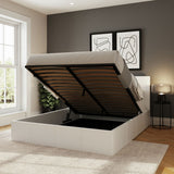 GFW End Lift Small Double Faux Leather Ottoman Bed - White