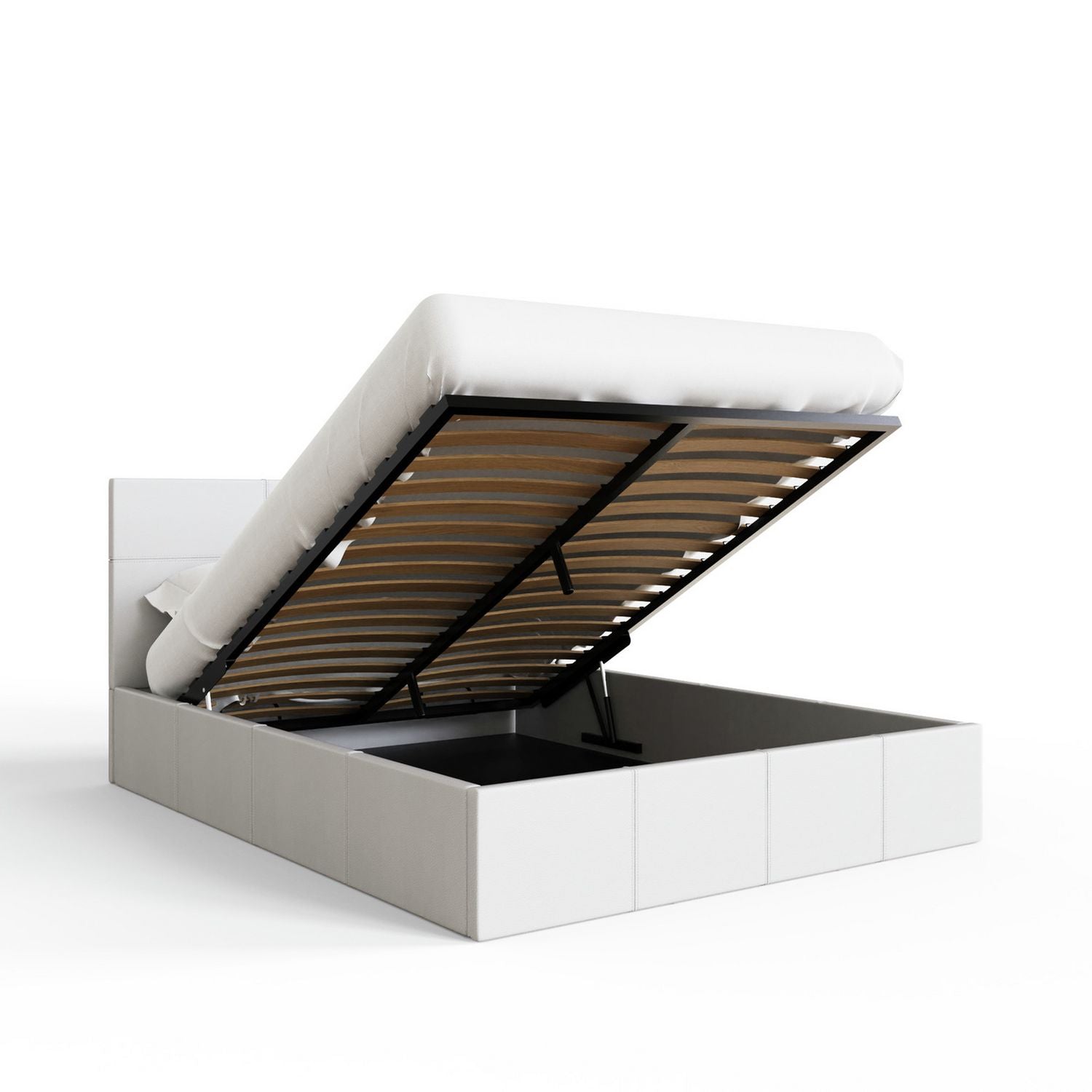 GFW End Lift Small Double Faux Leather Ottoman Bed - White
