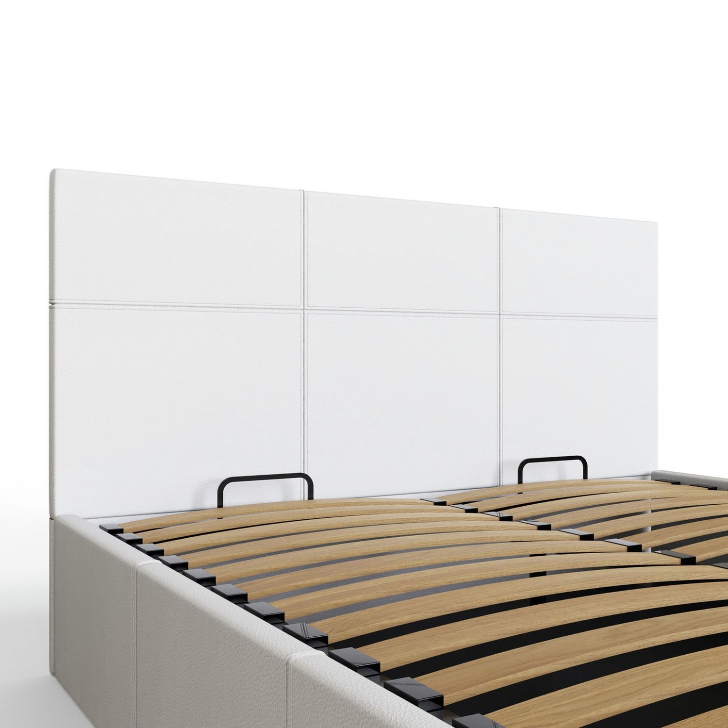 GFW End Lift Small Double Faux Leather Ottoman Bed - White