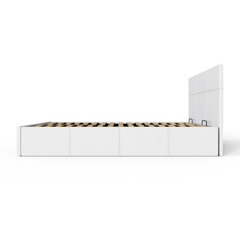 GFW End Lift Small Double Faux Leather Ottoman Bed - White