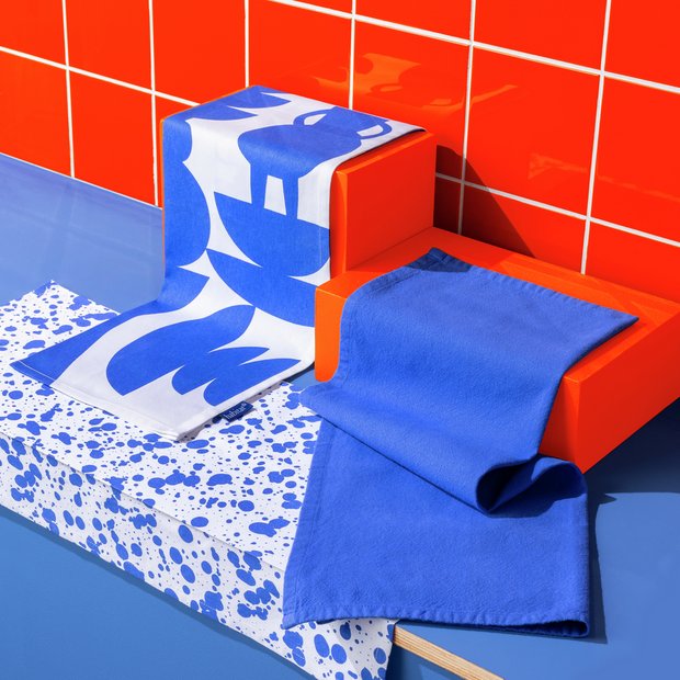 Habitat Maubec tea towels blue pack of 3 - British product