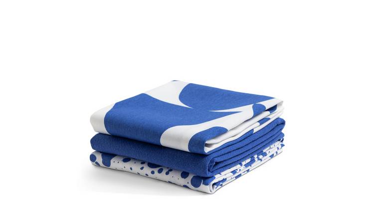 Habitat 60 Maubec Pack of 3 Tea Towels - Blue GOODS Argos