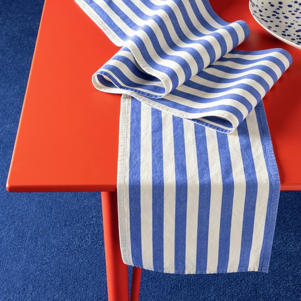 Habitat Maubec stripe cotton runner blue - British product