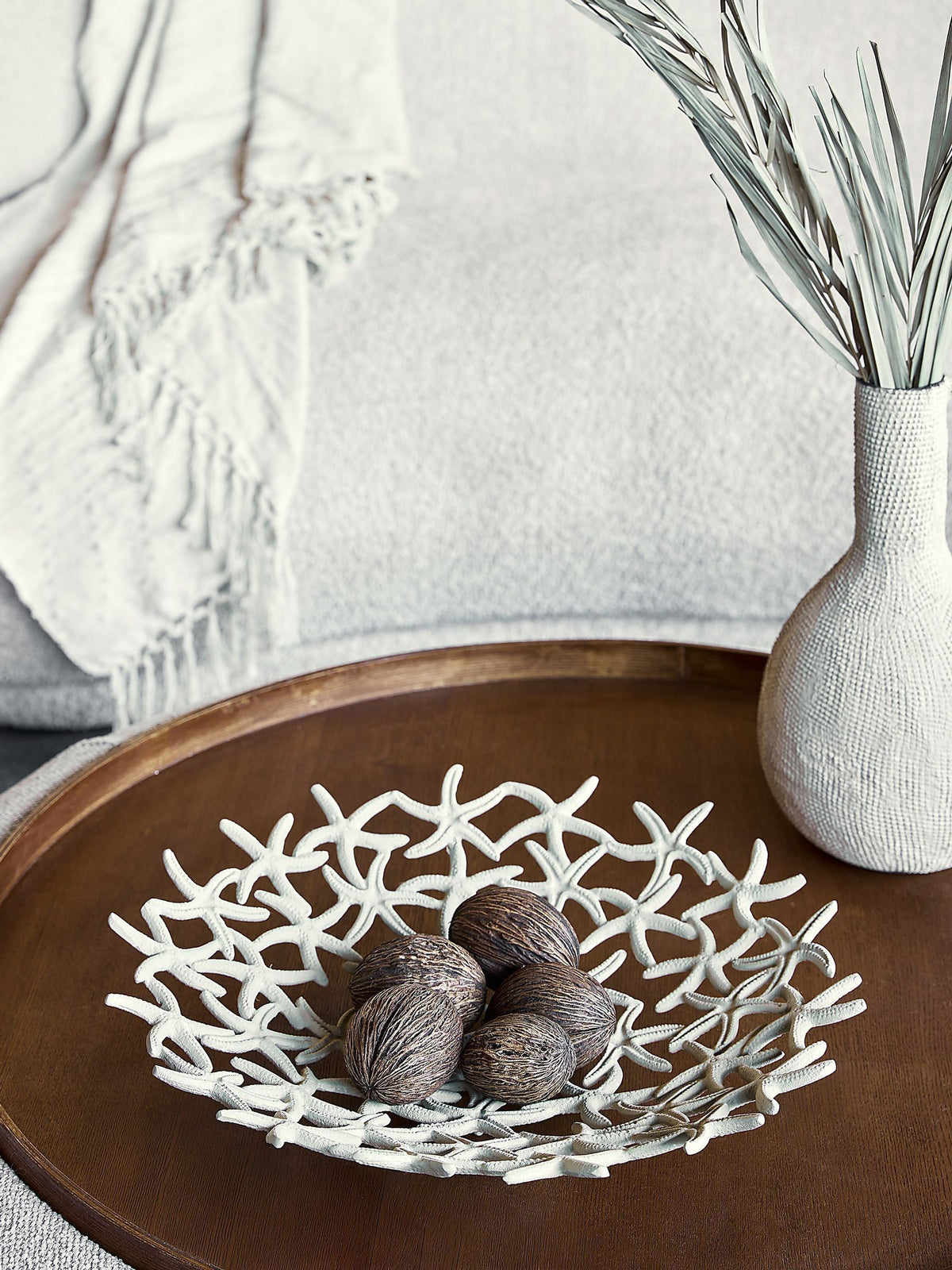 Libra Interiors beige stonewash starfish shallow bowl (British brand)