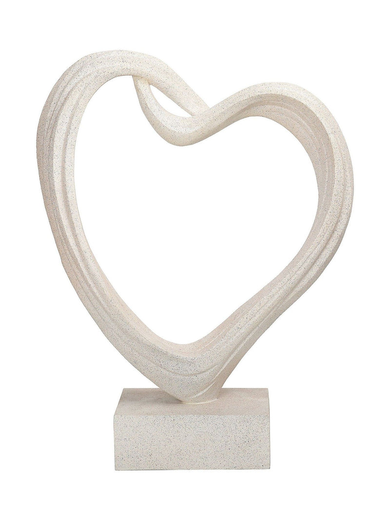 Libra Interiors white Aven sculpted heart ornament, imported from the UK