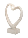 Libra Interiors white Aven sculpted heart ornament, imported from the UK