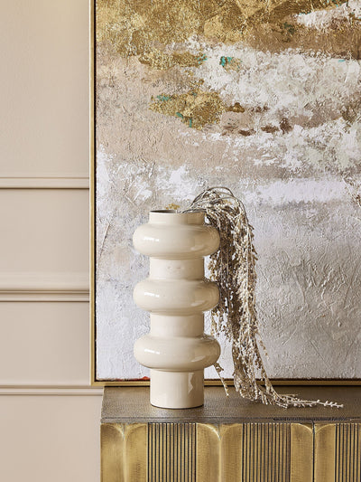 Next Libra Interiors Cream Ovolo Enamel Iron Vase Large- Buy online at McGrocer