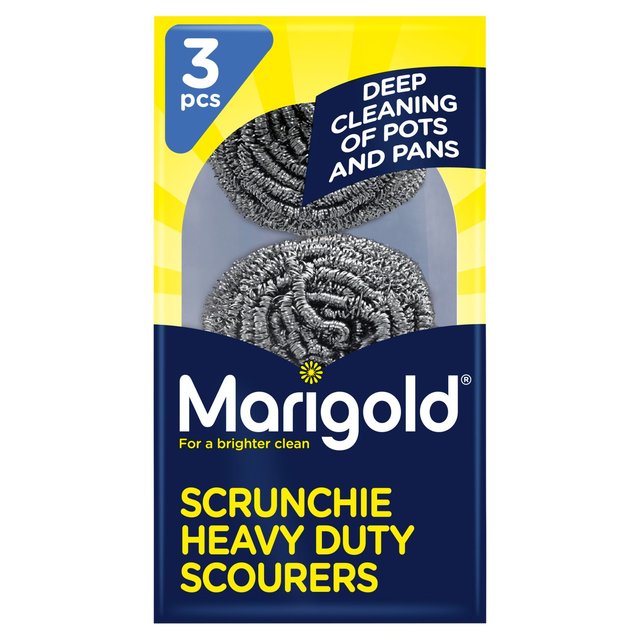 Marigold Scrunchie Stainless Steel Scourers   3 per pack