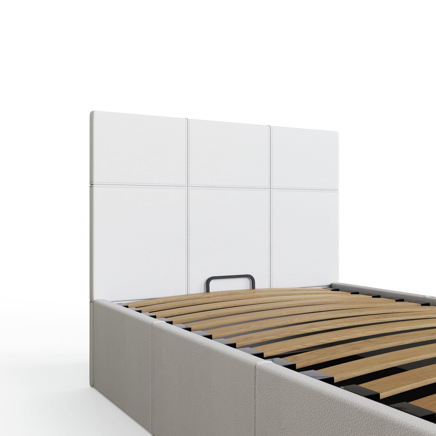 GFW End Lift Single Faux Leather Ottoman Bed - White