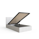 GFW End Lift Single Faux Leather Ottoman Bed - White