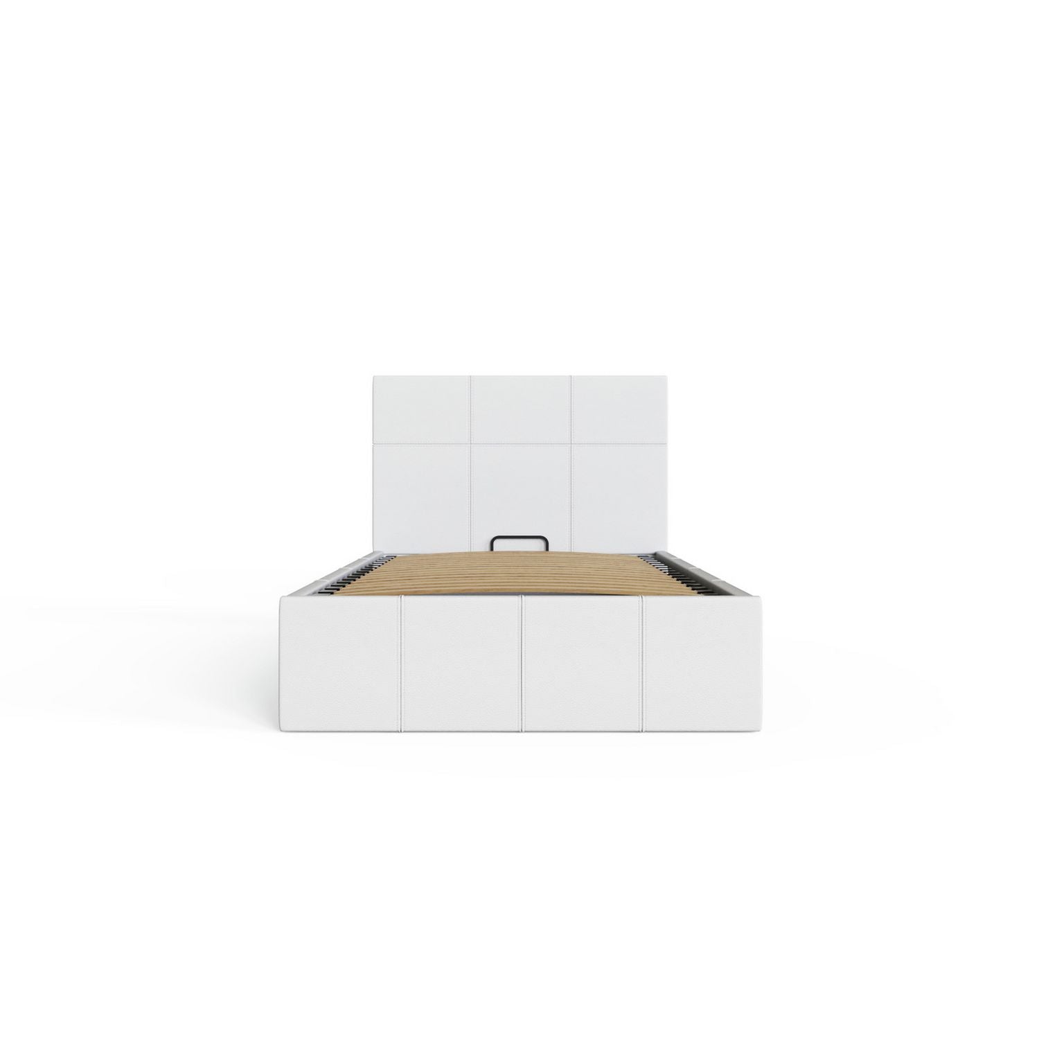 GFW End Lift Single Faux Leather Ottoman Bed - White