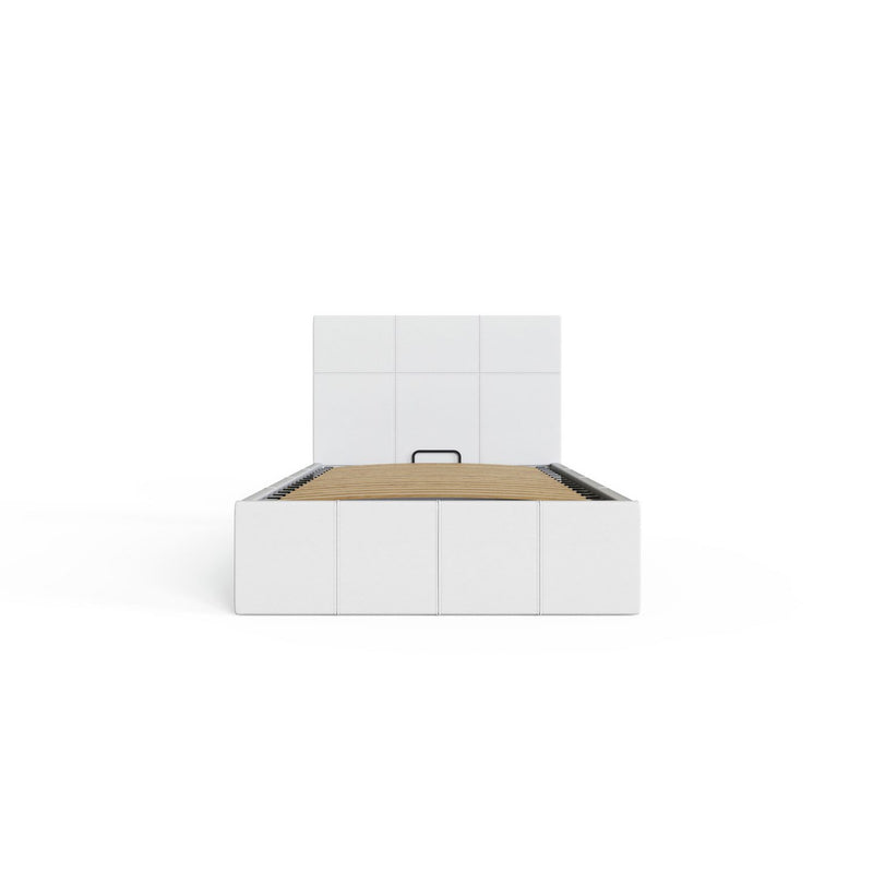 GFW End Lift Single Faux Leather Ottoman Bed - White