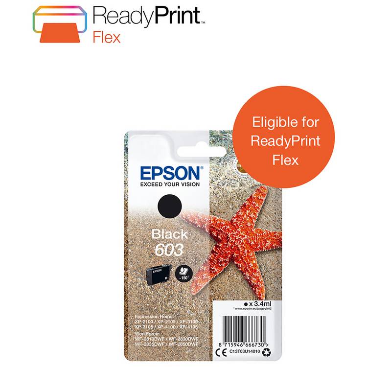 Epson 603 Starfish black ink cartridge 3.4ml (British brand)