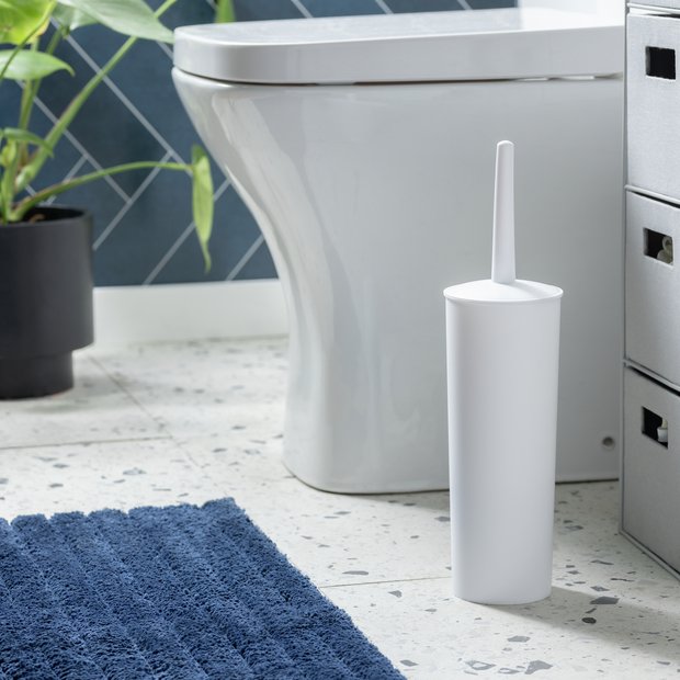 Home Essentials white plastic toilet brush, imported from the UK